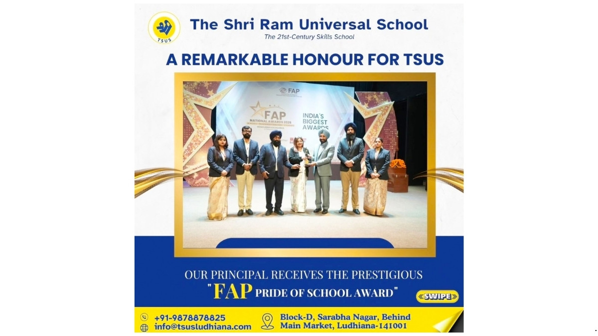 The Shri Ram Universal School, Ludhiana, Ranked #1 in Punjab and Among India’s Top 10 in Cfore 2025 School Survey