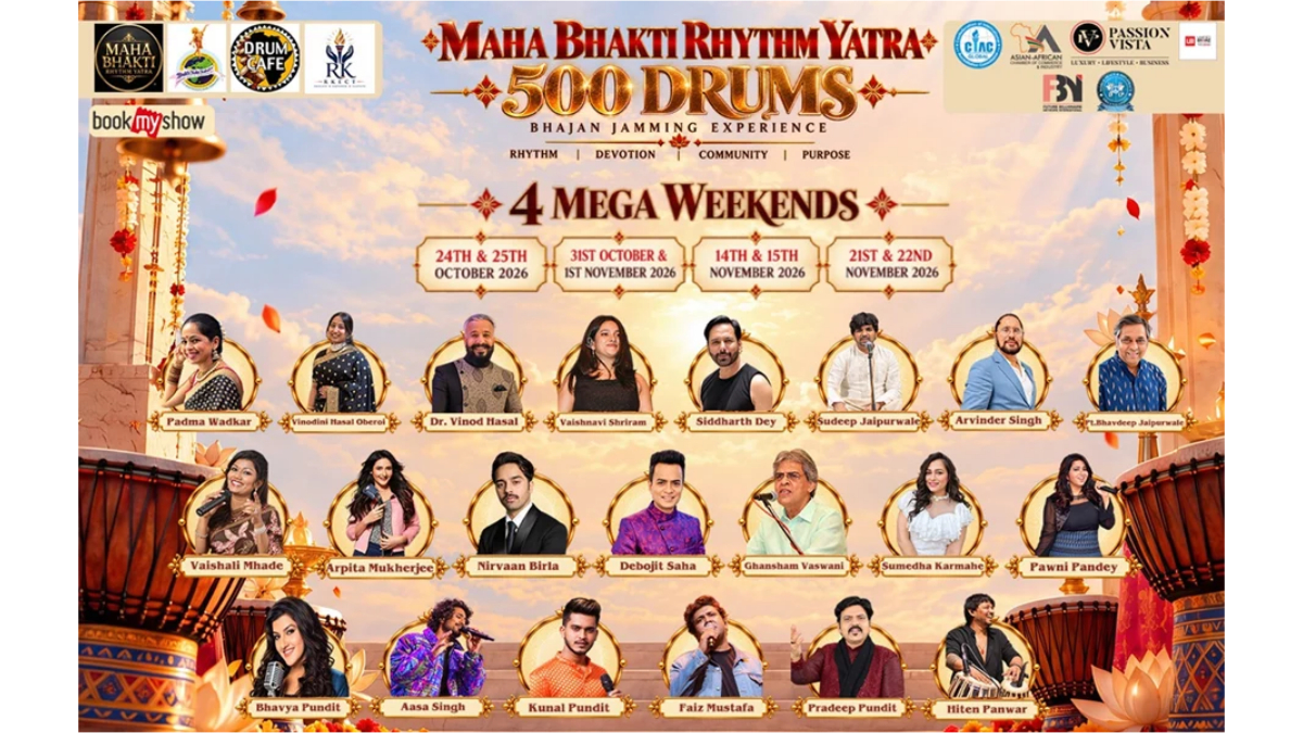 India’s First-Ever 500-Drum Bhakti Jamming Experience Comes to Mumbai with Maha Bhakti Rhythm Yatra