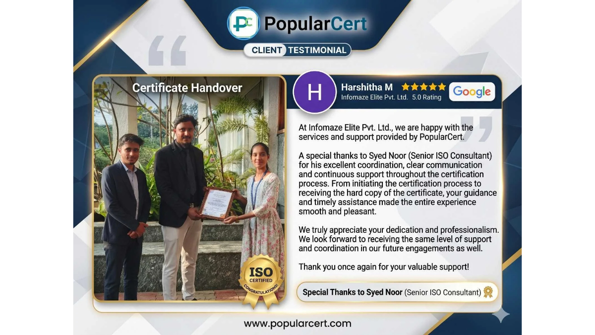 Infomaze Elite achieves ISO/IEC 27001:2022 certification with consulting support from PopularCert